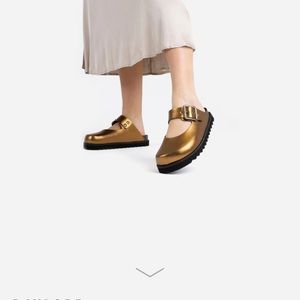 Chunky bronze Mary Jane slides size 41. Only worn once!!
